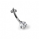 Wholesale G23 Titanium Internally Threaded Square zircon Cut Sparkle Belly Button Rings