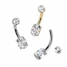 Wholesale F136 Titanium Double Prong Set Oval Moissanite Belly Button Ring Internally Threaded Belly Piercing Ring