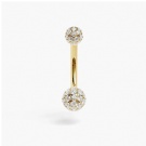Wholesale Titanium Double Headed Spherical Shape Pave Moissanite Belly Ring Internal Thread Bending Rod Navel Piercing Jewelry