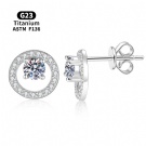 Wholesale Exquisite four prong cut round hollow out Colorful moissanite earrings G23 Titanium push back style Jewelry for Women