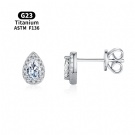 Wholesale customization of G23 titanium alloy pear shaped cutting earrings with Mosang diamond water droplet design earrings