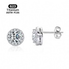 Wholesale Moissanite Rotundity Stud Ear F136 Titanium for Women Wedding Jewelry