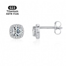 Wholesale G23 Titanium Moissanite Stud Earrings Brilliant Square Cut Lab Created Diamond Earrings for Women Wedding Jewelry