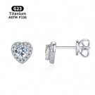 Push Back Earrings Inlaid with Moissanite diamond Heart-shaped Earrings Titanium Alloy Romantic Wedding Jewelry Wholesale
