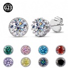 Mesh Diamond Earrings Wholesale Titanium Round Cut Claw Shaped Inlay Moissanite Earrings Hypoallergenic Neutral Puncture Jewelry