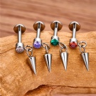 F136 titanium internal thread zircon earrings G23 titanium cylindrical earrings with pointed spine pendant ear cartilage nail perforated jewelry