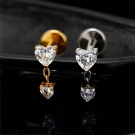 Wholesale G23 Titanium Heart-shaped Cartilage Earrings with Internal Thread Zircon Chain Pendant and Flat Back Earrings