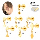 G23 Titanium Drop Earrings Wholesale Geometric Flat Back Earnail Push in Perforated Jewelry