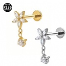 ASTM-F136 Titanium Unique Flower Shaped Design Zircon Ear Stud Wholesale Internal Thread Cartilage Tragus Puncture