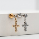 G23 Titanium Wholesale Cross Cartilage Earrings with CZ Hypoallergenic Spiral Earrings Perforated Jewelry