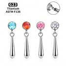 Wholesale G23 Titanium Internal Thread Zircon Pendant Ear Screen Water Drop Shaped Tear Drop Flat Back Earrings Piercing Jewelry