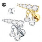 Wholesale F136 Embedded Titanium Metal 16G Internal Thread Flat Back Zircon Pendant Ear Cartilage Earrings