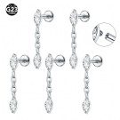 Hanging Thread Pendant Earrings Wholesale G23 Titanium Three Horse Eye Zircon Ear Screen Piercing Jewelry