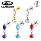 Internal Thread Flat Back Ear Cartilage Perforation Jewelry Customization G23 Titanium Horse Eye Zircon Pendant Earrings