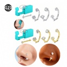 Wholesale G23 Titanium Nose Perforation Kit Double Head Zircon Nose Ring Horseshoe Ring with Painless Self Piercing Gun