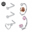 Wholesale Titanium Alloy Nose Nail Puncture Set L-shaped Horseshoe Shaped Rod Heart-shaped Star Round Zircon 5-piece Set