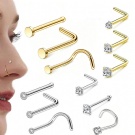 3-piece Set Best-selling F136 Titanium Ball Zircon Nose Nail I/L/S Shape 0.8mm Body Perforation Set Wholesale