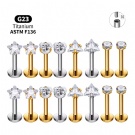 ASTM F136 Titanium 2-piece Set with Internal Thread Star Shaped Heart Triangular Flat Back Earrings Puncture Jewelry Wholesale