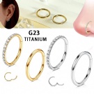 Wholesale Customized G23 Titanium Circular Zircon Puncture Nose Ring Two-piece Set Hinge Type Click Device