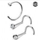 3 Pieces/set G23 Titanium Round Nose Screw Zircon Paving S-shaped Nose Ring Body Puncture Jewelry Wholesale