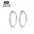2-piece F136 G23 Titanium Articulated Segmented Ring Zircon Inlaid Diaphragm Ring Double Row Spiral Perforated Jewelry Wholesale