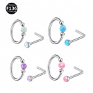 Wholesale G23 Titanium 2-piece Diaphragm Puncture Nose Ring Opal Nose Nail Seamless Ring L-shaped Spiral Perforated Jewelry