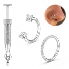 Wholesale F136 Titanium Zircon Nose Ring with Four Claw Anti slip Fixing Clip Set