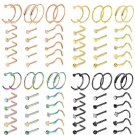 Wholesale Customized Stainless Steel Basic Nose Nail Nose Ring Set 21 Pieces/set Anti Allergic Puncture Jewelry