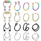 Wholesale 5 Colors/set of Non Perforated Clip on Magnetic False Nose Diaphragm Jewelry of Stainless Steel False Nose Ring Set