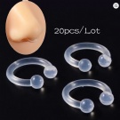 Wholesale of 20 Pieces/batch of Bioplastic Flexible Fake Diaphragm Clip Rings Nose Rings Spiral Jewelry