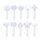 Wholesale Medical Bioplastics 10 Pieces/set Simple Invisible Straight Rod Nose Nail Sunflower Five Pointed Star Moon Nose Nail