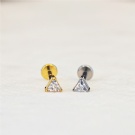 Wholesale Customized G23 Titanium Triangle Zircon Unthreaded Lip Studs Push in Flat Back Ear Stud Body Piercing Jewelry