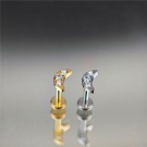 Wholesale G23 Titanium Moon Shaped Zircon Earrings Non Threaded Flat Back Ear Studs Push in Body Piercing Jewelry