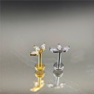 G23 Titanium 3 Zirconia Flower Piercing Jewelry Push in Flat Back Earnail Wholesale Suitable for Men and Women