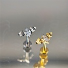 Wholesale Customized F136 Titanium Bat Shaped Zircon Earrings Without Threads Flat Back Earrings Piercing Jewelry