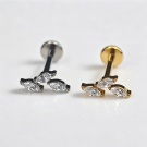 G23 Titanium Zirconia Triple Tilted Rectangular Flat Back Earnail Ear Bone Ring Push in Cartilage Earnail Perforated Earring