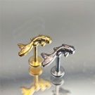 G23 Titanium Koi Fish Shaped Lip Decoration with Flat Back Earrings and Non Threaded Perforated Jewelry Suitable for Weddings