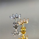 F136 Titanium 4 Olive Pointed Zircon Unthreaded Ear Screen Perforated Jewelry Anti Allergic Puncture Body Jewelry Wholesale