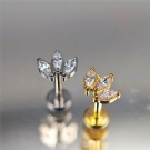Wholesale Customized G23 Titanium Horse Eye Zircon Flat Back Earrings Without Threads Push in Puncture Jewelry