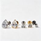 Wholesale G23 Titanium Women's Daily Perforated Jewelry Push in with Three Claw Diamond Set Pear Shaped Cutting Earrings
