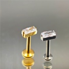 ASTM F136 Titanium Zircon Inlaid Cartilage Screen Earrings Push in Small Rectangular Perforated Body Jewelry