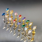 Newly Designed G23 Titanium Alloy diamond Nose Nail Wholesale Zirconia Inlaid Kite Shaped Cartilage Non Spiral Earrings