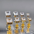 Wholesale Zircon square Earrings with No Threads Fashionable Geometric Design G23 Titanium Alloy Earrings Suitable for Women
