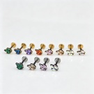 Wholesale Customized G23 Titanium 16G Horse Eye Nose Nail Earrings 3 Zircon Push in Ear Bone Otoscreen