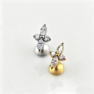 ASTM F136 Titanium Four-leaf Clover Shaped Olive Pointed Zircon Ear Lip Cartilage Earnail Push in Fashion Perforated Jewelry