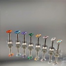 G23 Titanium Unthreaded Flat Back Colored Zircon Cartilage Perforated Earrings Wholesale