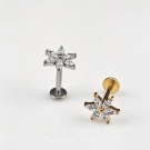 ASTM F136 Titanium 16G Non Threaded Hexazirconia Flower Flat Back Lipstick Ear Cartilage Jewelry Wholesale