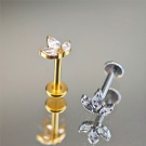ASTM-F136 Titanium Triple Olive Pointed Non Threaded Cartilage Perforated Ear Nose and Body Jewelry Wholesale