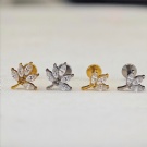 16G Unthreaded Push in Cutting Maple Leaf Shaped Three/five Petal Zircon Claws G23 Titanium with Flat Back Earrings