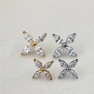 Wholesale Custom Implant Grade G23 Titanium Petal Shaped Design Without Threads Zircon Earrings Flat Back Earrings